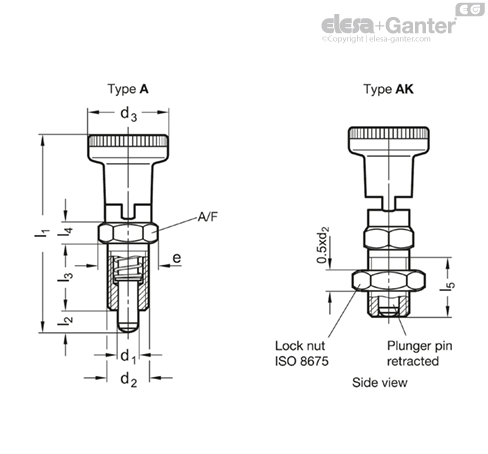 GN 617.1-NI Indexing plungers Stainless Steel with plastic knob